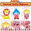 Carnival Theme Party Decorations, Circus Theme Party Decorations with Carnival Balloons, Carnival Backdrop, Tablecloth, Happy Birthday Banners, Cake