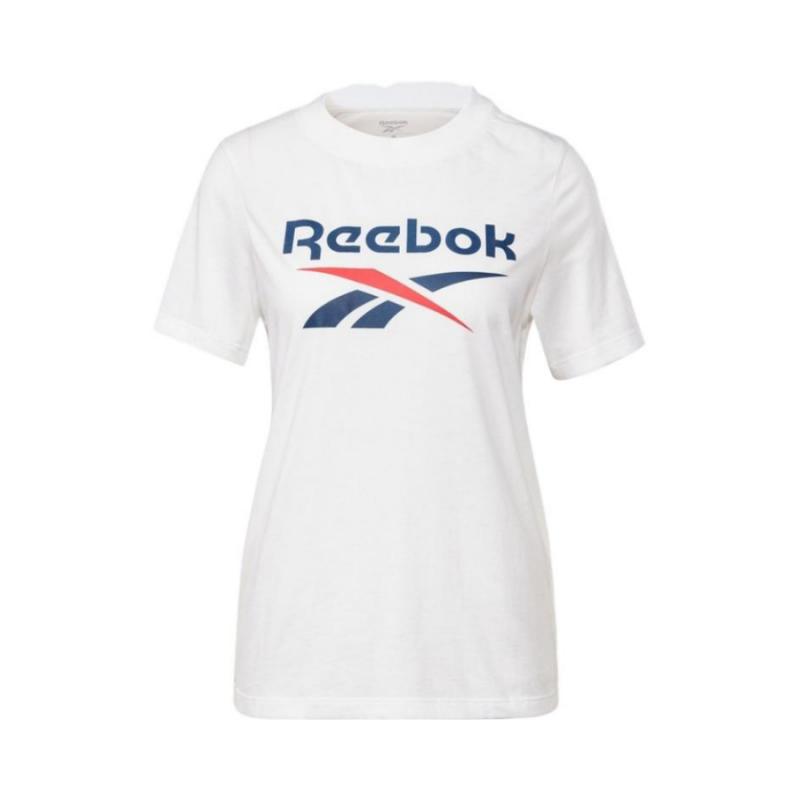 

Reebok Logo Print Sports Training Crew Neck T-Shirt Women Tops White GI6706 XS