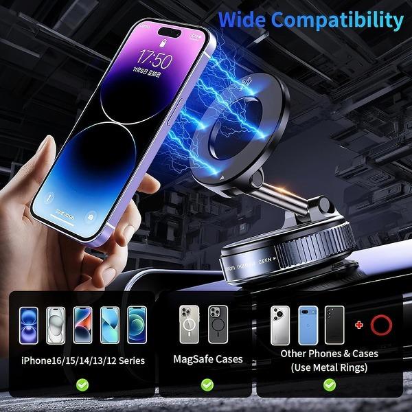 Universeller magnetischer Handyhalter für das Auto, starke Vakuumhalterung, passt für alle Smartphones, faltbares Design, Armaturenbrett, Fitnessstudio, Badezimmerspiegel