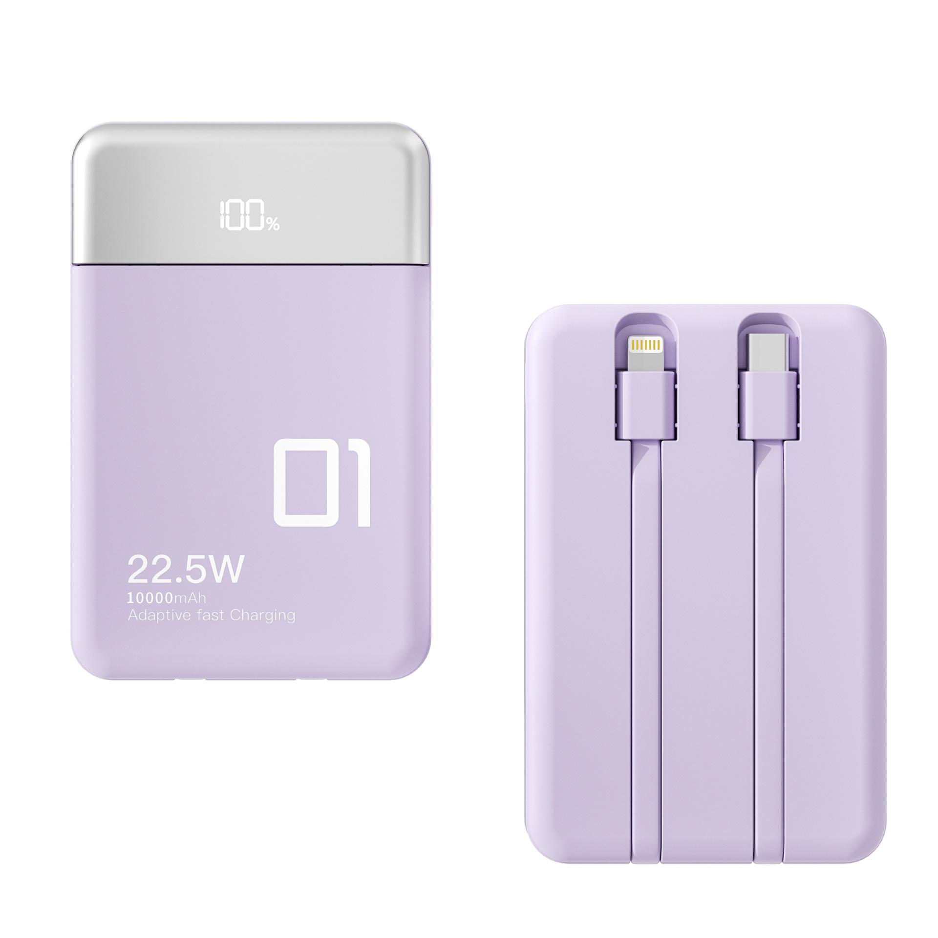 

Power Bank 10000 мАч Портативный 22,5 Вт Быстрая зарядка Внешнее зарядное устройство с кабелем Mini Powerbank для iPhone Huawei P40 Xiaomi 10000mAh фиолетовый