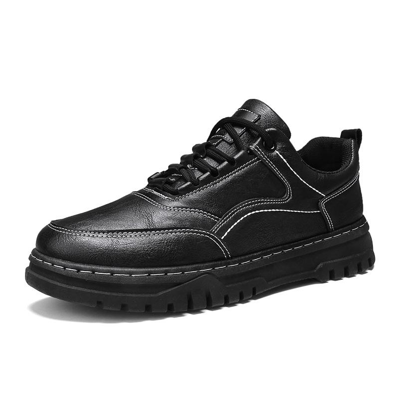 

Четыре сезона, повседневные туфли на шнуровке, черные, мужские, кожаные, с низким берцем, туфли Martin, ретро, на толстой подошве, модные, для активного отдыха 39