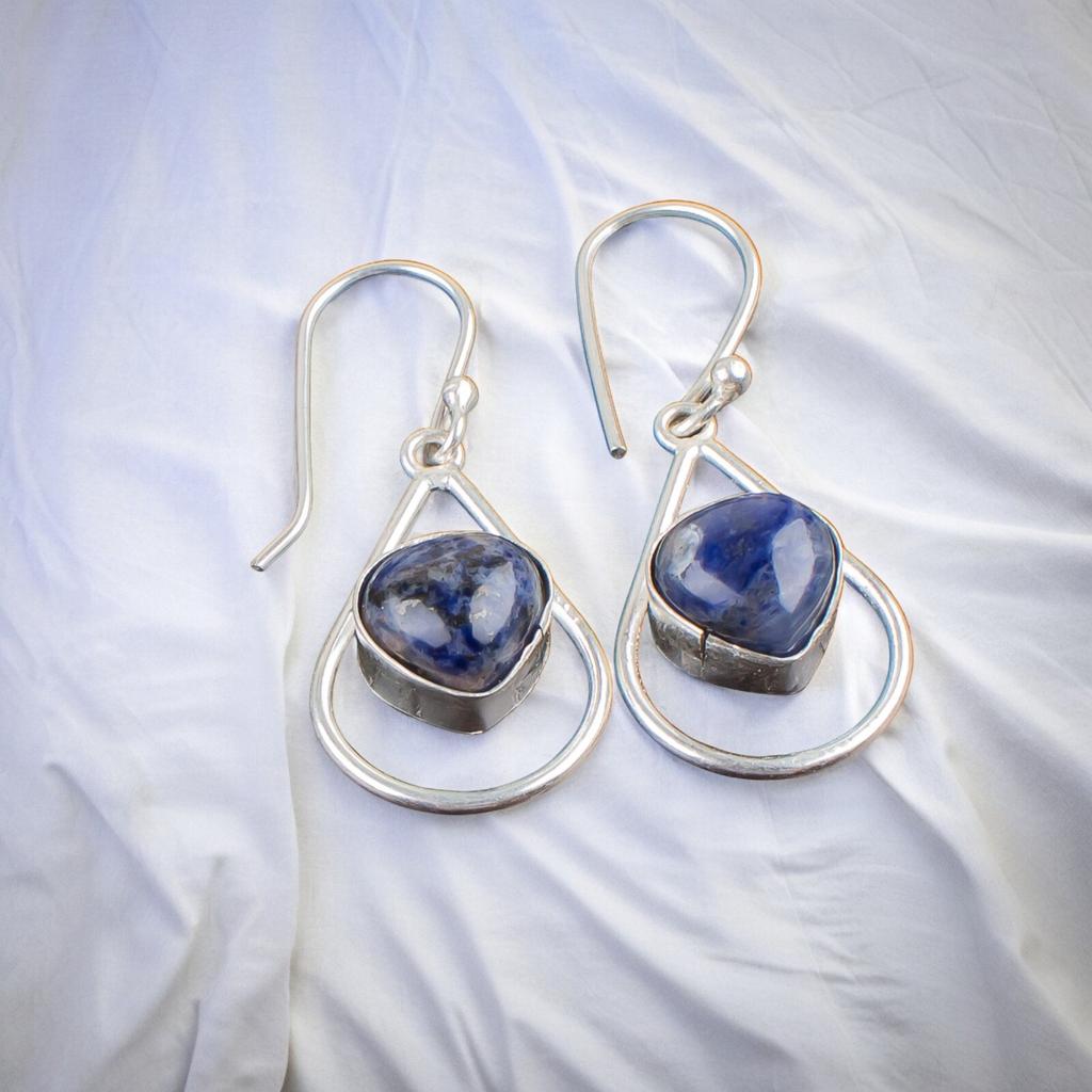 Sodalite Gemstone 925 Sterling Silver Handmade Jewelry Earrings For Wedding EE-38-23