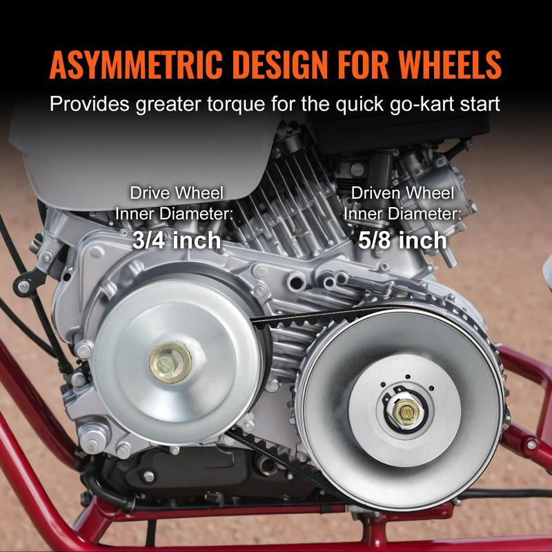 VEVOR Go-Kart Torque Converter Go-Kart Clutch Kit Series Asymmetrical Driver Pulley Replacement with Drive Belt Small Engines