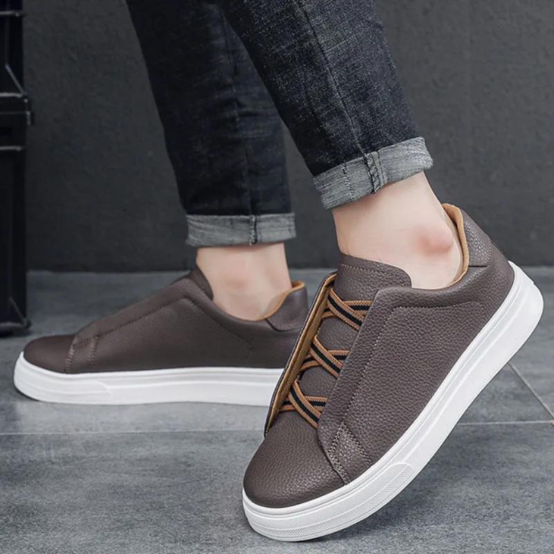 Pánská volnočasová obuv 2025 Jarní móda Šněrovací vycházková obuv Klasické PU kůže Mokasíny Plochá podrážka Pohodlné plátěnky