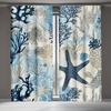 2 Pezzi Tende Tropicali con Conchiglie - Design Nautico Vintage con Alghe, Coralli e Vita Marina per Tende Decorative da Soggiorno