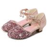 Girls' Crystal Sequin Princess Sandals 2025 - Summer High Heels with Hollow Design