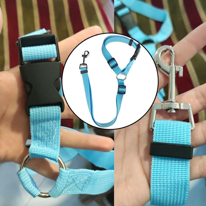 2 In1 Pet Car Seat Belt Nylon Lead Leash Backseat Safety Belt Adjustable Dogs Harness Collar Pet