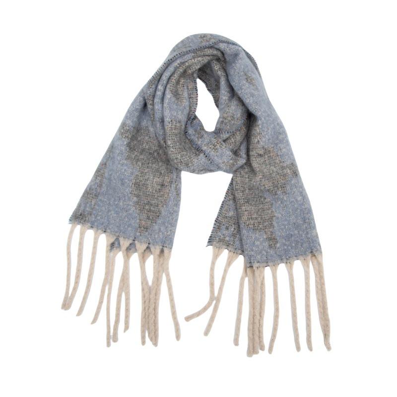 Women Winter Retro Knitted Scarf Headscarf Ladies Casual Animal Print Tassel Warm Scarve Mujer Foulard Thick Wrap Shawl New