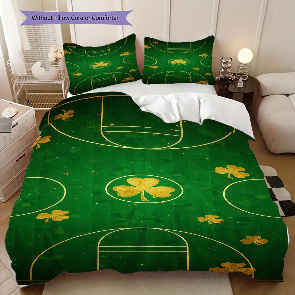 Celtics Spirit Green White Glory Three-piece set(1 * duvet cover + 2 * pillowcase, without core)Duvet cover and pillowcase Soft and comfortable