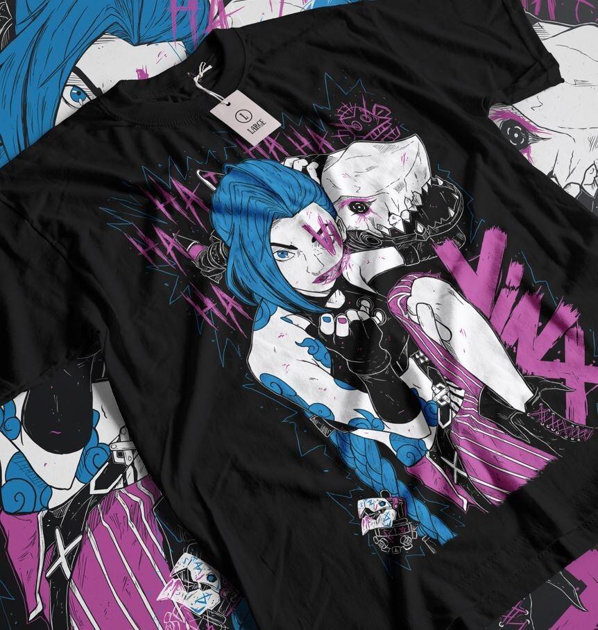 Jinx Arcane T-Shirt Japanese Anime Cartoon Jinx Arcane Graphic T-Shirt All Size