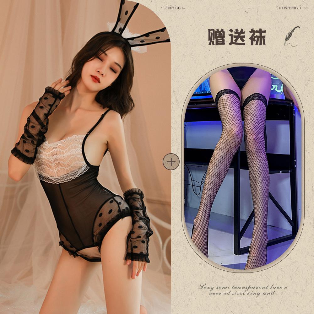New Sexy Underwear Bunny Uniform Open Crotch Free Backless Temptation Tease Passion Suit