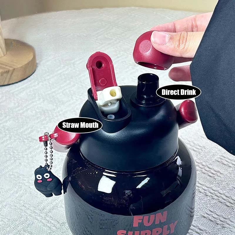 800Ml Big Belly Plastic Water Bottles With Handle Tea Filter Double Drink Kettle Cute Girls Juice Milk Bubble Coffee Sippy Cup