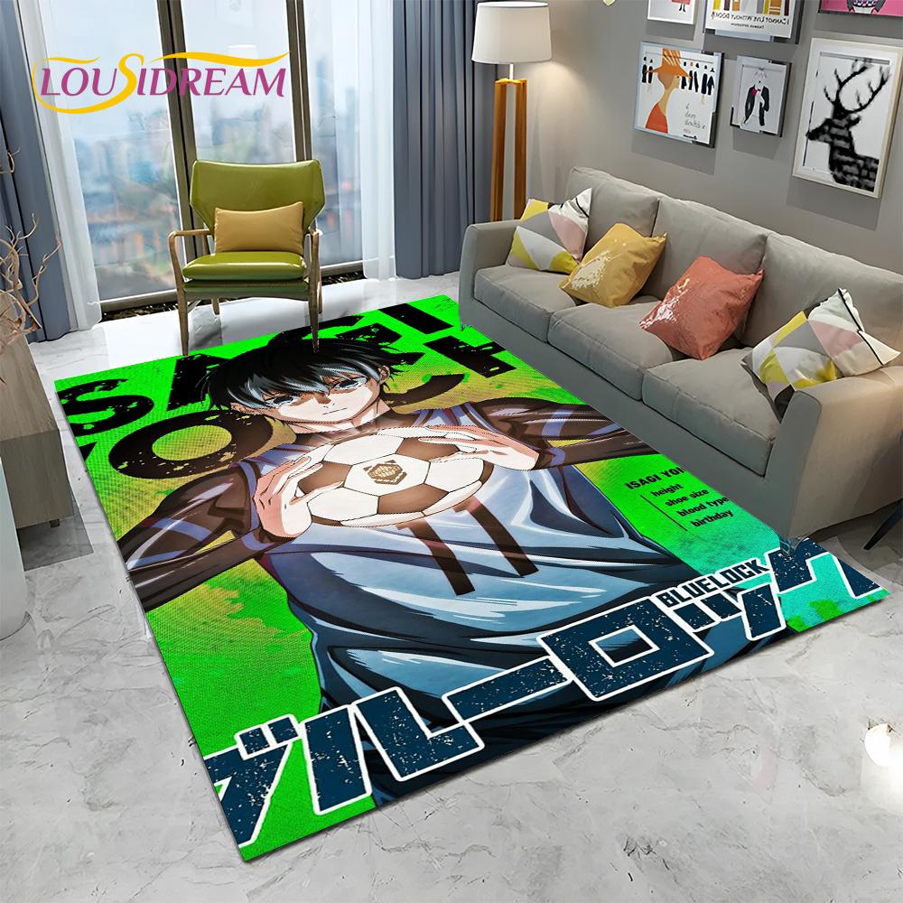 Teppich mit Cartoon-Motiv, blaues Schloss, Fußball, Anime, für Zuhause, Wohnzimmer, Schlafzimmer, Sofa, Fußmatte, Dekoration, Kinderspielbereich, rutschfeste Bodenmatte