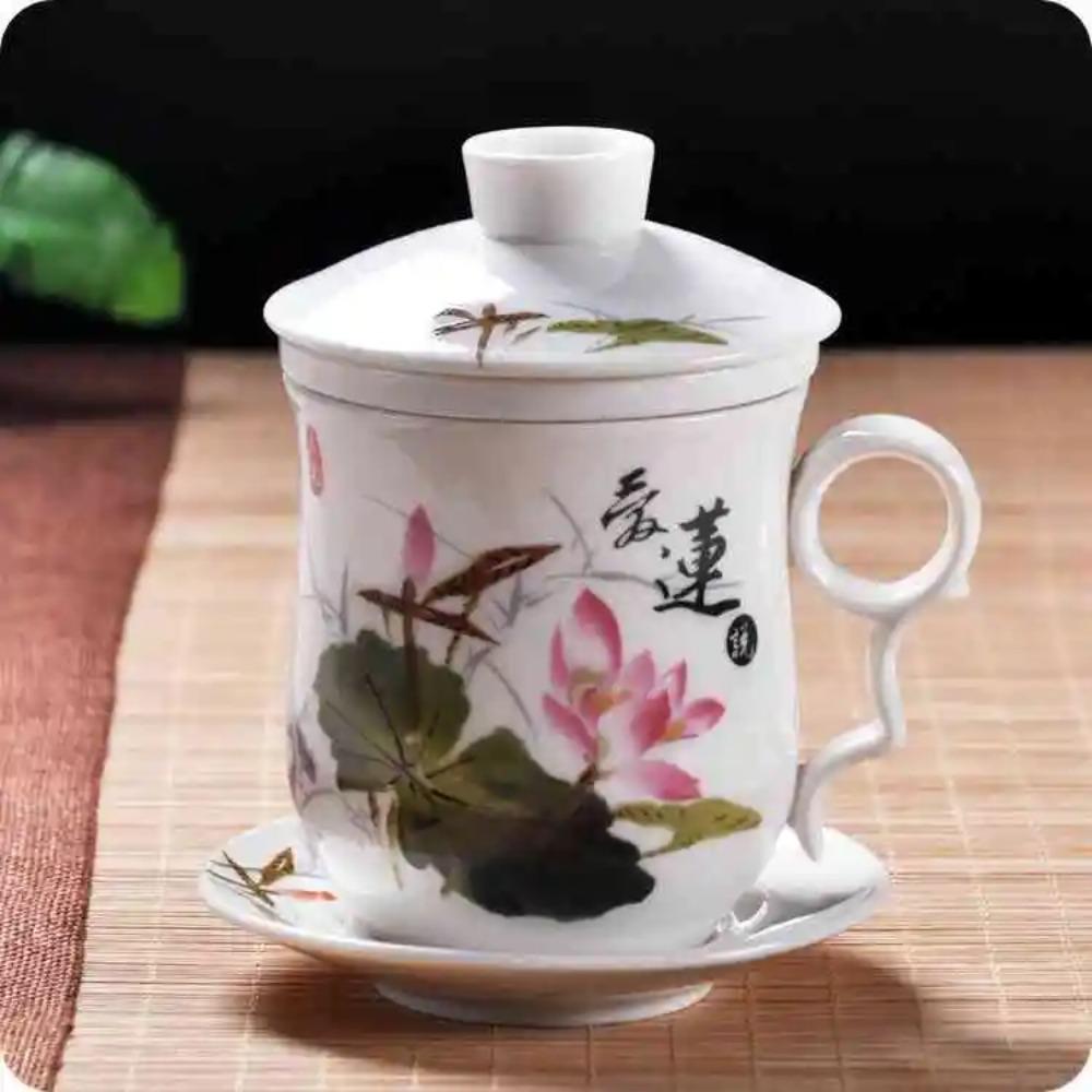 Cupa de ceai ceramică chinezească Jingdezhen porțelan albastru și alb ceașcă personală cu capac filtru întâlnire ceașcă cu bule birou