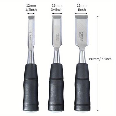 Wood Chisel 7.5 Inch Carbon Steel Mn65# Chisel with Hammer End and Anti-Slip Handle Carpentry Tools for Woodworking