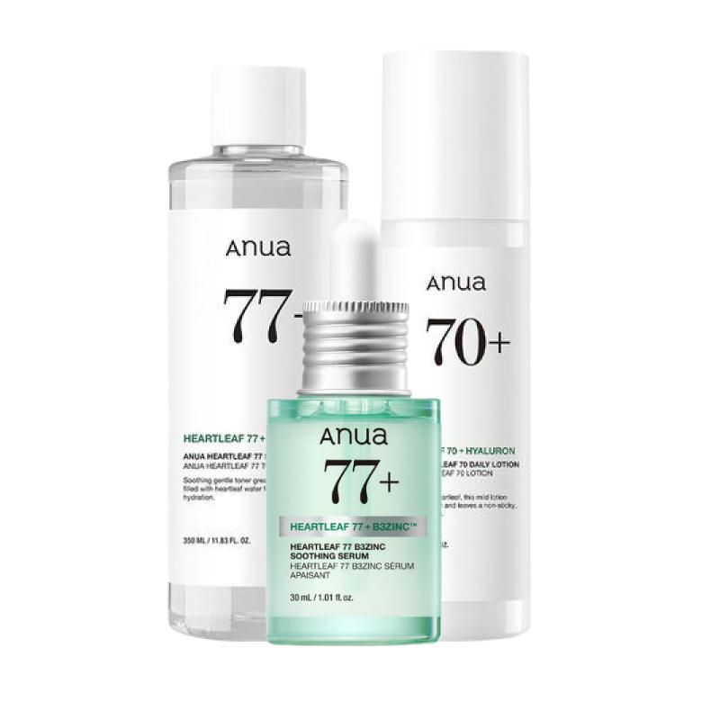ANUA Heartleaf Calming 3-Step Set (Soothing Toner 250ml + Soothing Lotion 200ml + B3 Zinc Trouble Serum 30ml)