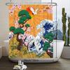 Shower Curtain: Traditional Japanese Scene With Cranes, Cherry Blossoms, And Ocean Waves For An Oriental And Harmonious Bathroom
