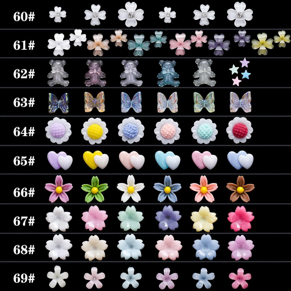 Pacchetto Materiali Gioielli per Nail Art Fiore Grande Fiore Piccolo Fiore Mini Fiore Orsetto Amore Decorazione Diamante per Unghie Super Versatile