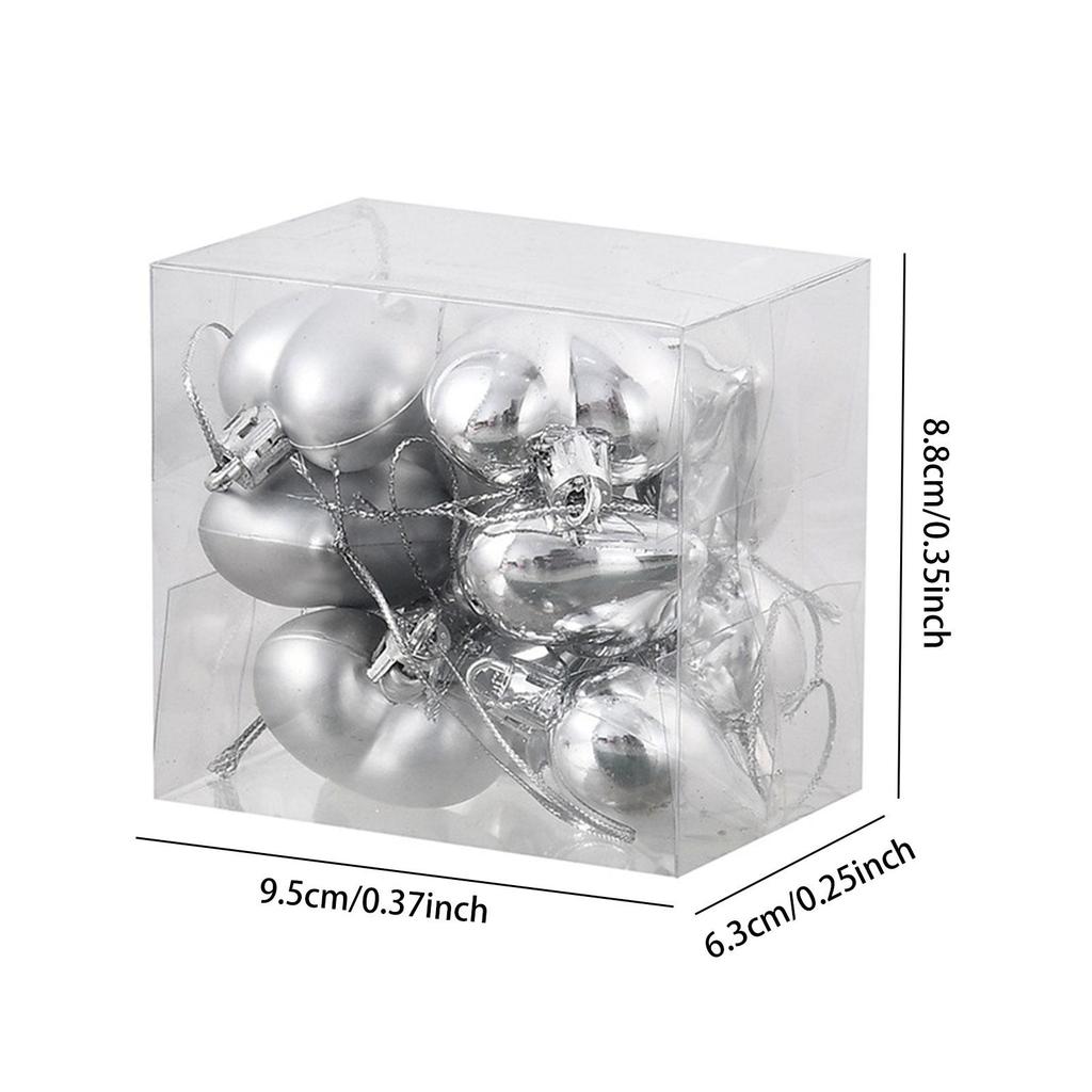 12Pcs Heart Christmas Tree Ornaments Decorative Hanging Baubles Charm Pendants for Wedding Party Birthday Indoor Celebration