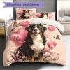 Rosa Berner Sennenhund Muster Bettwäsche Heimdekoration Geburtstagsgeschenk (1 Bettbezug + 2 Kissenbezüge, ohne Füllung)