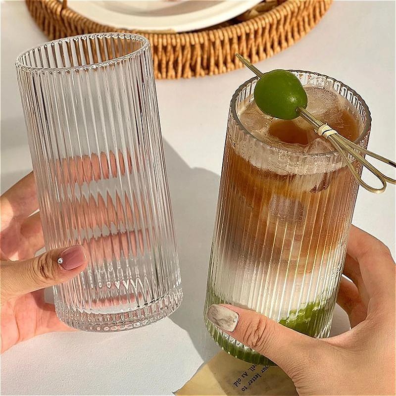 250ml/360ml Goblet Coffee Mug Cocktail Glass Restaurant Juice Cold Drink Cups Simple Mojito Soda Cups Ins Style Long Drink Cup