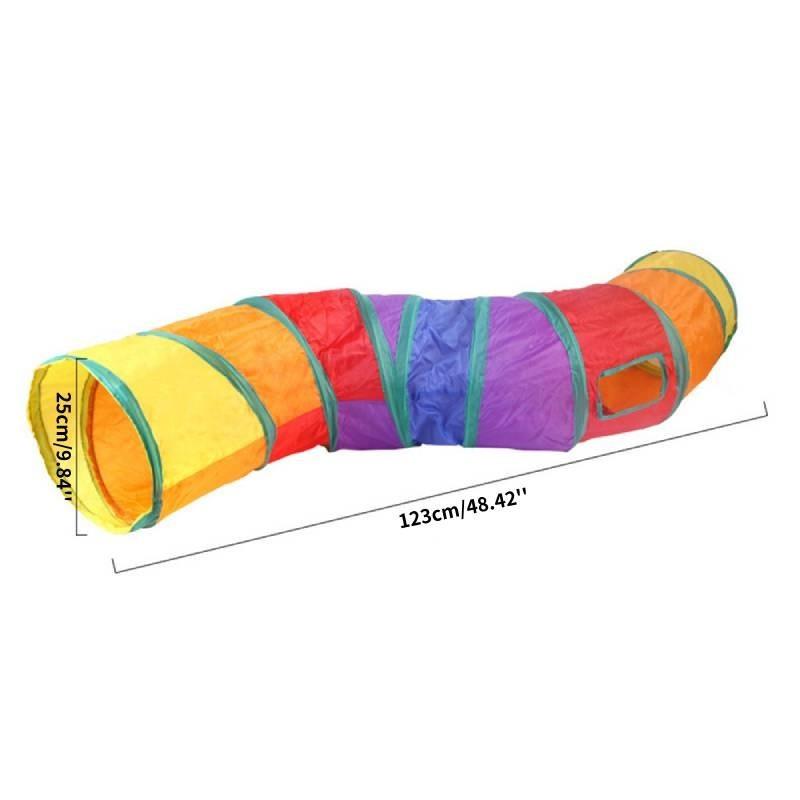 Colorful Rainbow Cat Tunnel Interactive Collapsible Pet Toy For Endless Fun