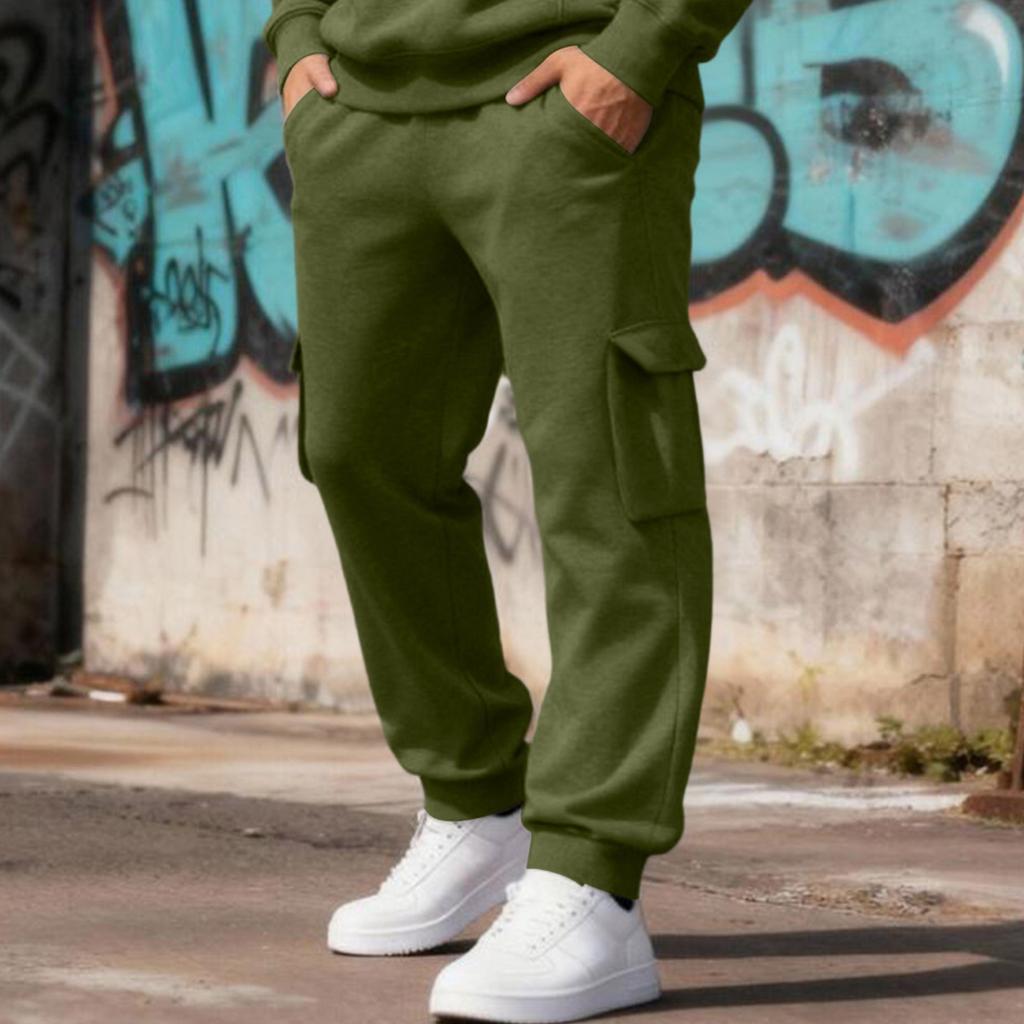 Herren Cargo Jogginghosen mit elastischem Bund und Kordelzug, schmal zulaufende lässige Hosen