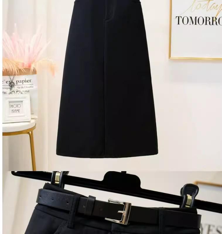 High-Waist Slim Straight Midi Skirt - Women's Versatile Retro Spring Skirt