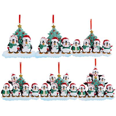 Ornement de décoration d'arbre de Noël personnalisé pour la famille - Pingouin, 2 à 7