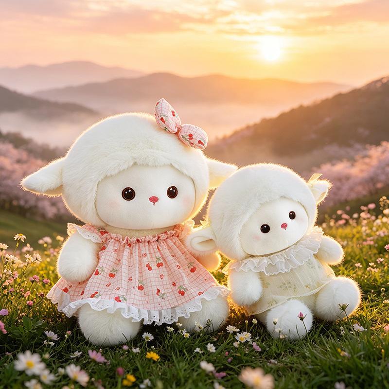Pastoral Floral Small Woolen Doll Removable Lace Skirt Doll Girl Desktop Ornament Gift Toy