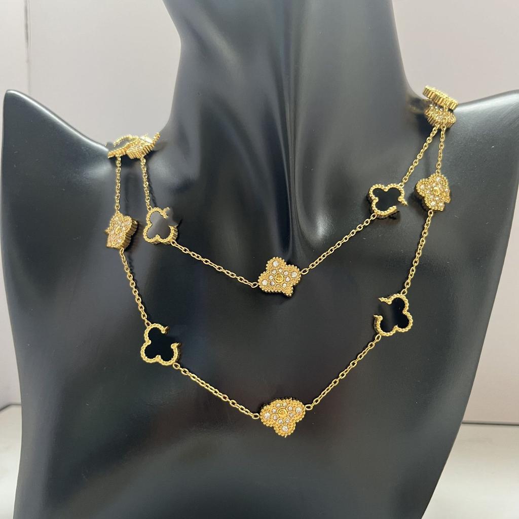 90cm Long 20-flower Classic Four-leaf Clover Necklace for Women 18K Non-fading Necklace Sweater Chain