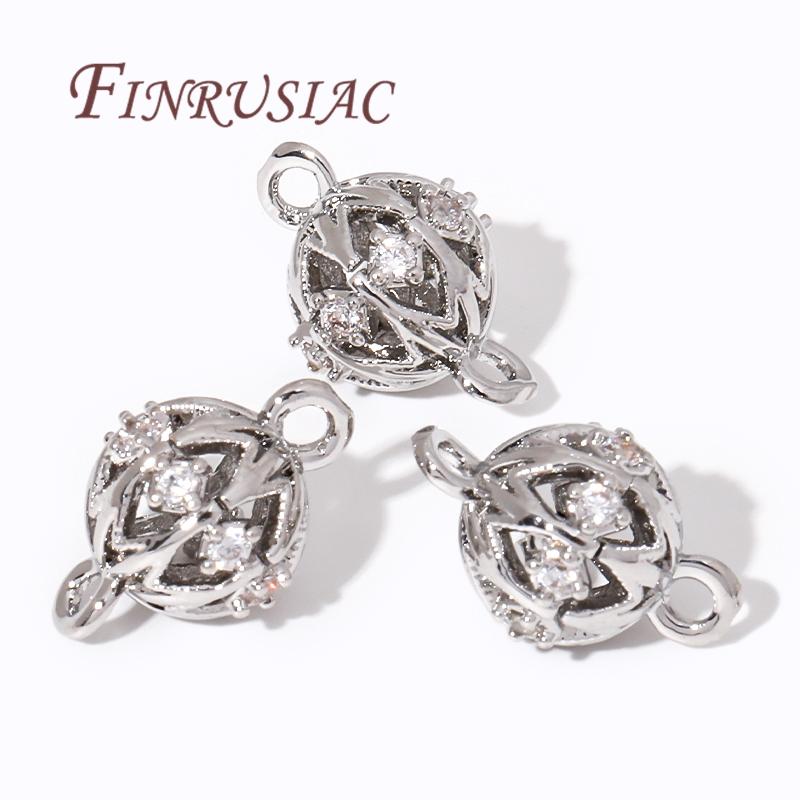 18K Gold Plated Zircon Charms/Bracelets Connectors For Jewelry Findings,Jewellery Connectors For Earrings Making DIY Accessories