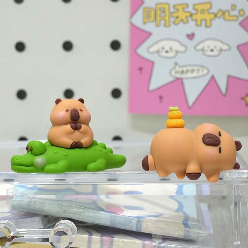 Cute Animal Computer Monitor Decor Office Ornament Capybara Ornament Model  TV Monitor