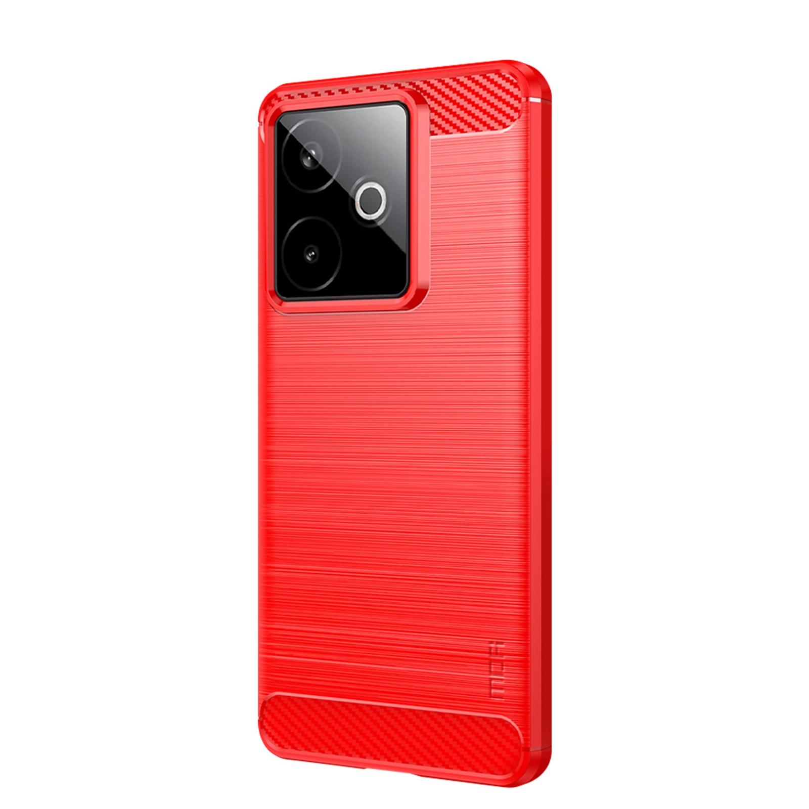 

For Realme GT 7 5G Back Cover MOFI Brushed Texture Carbon Fiber Soft TPU Case Red