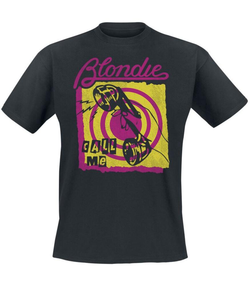 

Call Me T-Shirt black by Blondie Men Short Sleeve Round Neck 100% Cotton 3XL