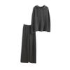 Koreanischer Stil Herbst/Winter 2025 Damen Kapuzen-Strickpullover & Weitbeinige Hosen Set