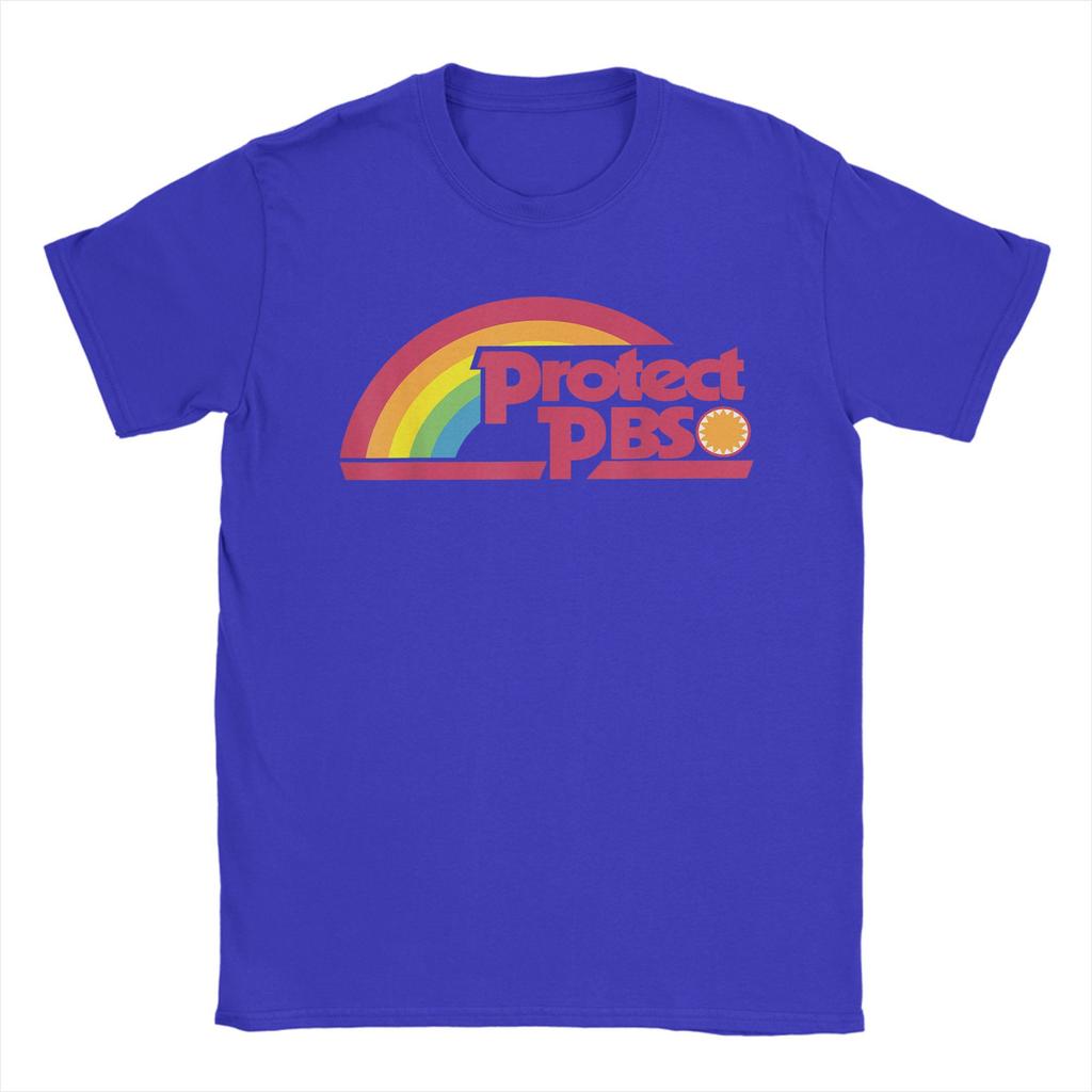 Men's Protect P.B.S Save Public Broadcasting Service T Shirts Rainbow Cotton Tops Short Sleeve Round Neck Tees Gift Idea T-Shirt