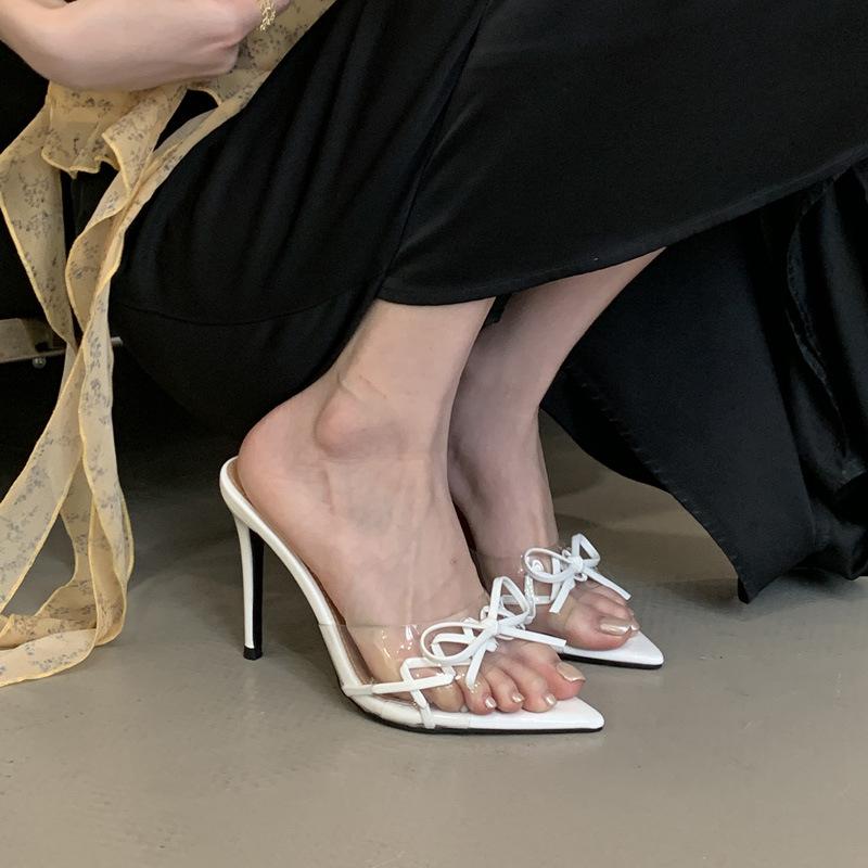 High-heeled slippers summer new fashion versatile pointed toe simple temperament thin heel women's sandals