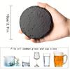 Coasters Black Slate 8pcs Drink Coasters With Metal Holder Stone Coaster Set Coffee Table Decor Tabletop Protection