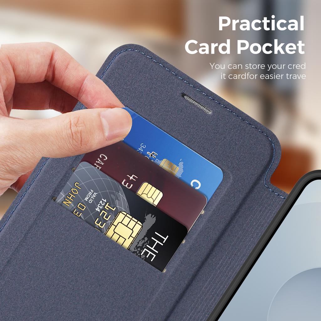 For Samsung Galaxy S25 FE Magnetic Case RFID Blocking Card Holder Leather Phone Cover