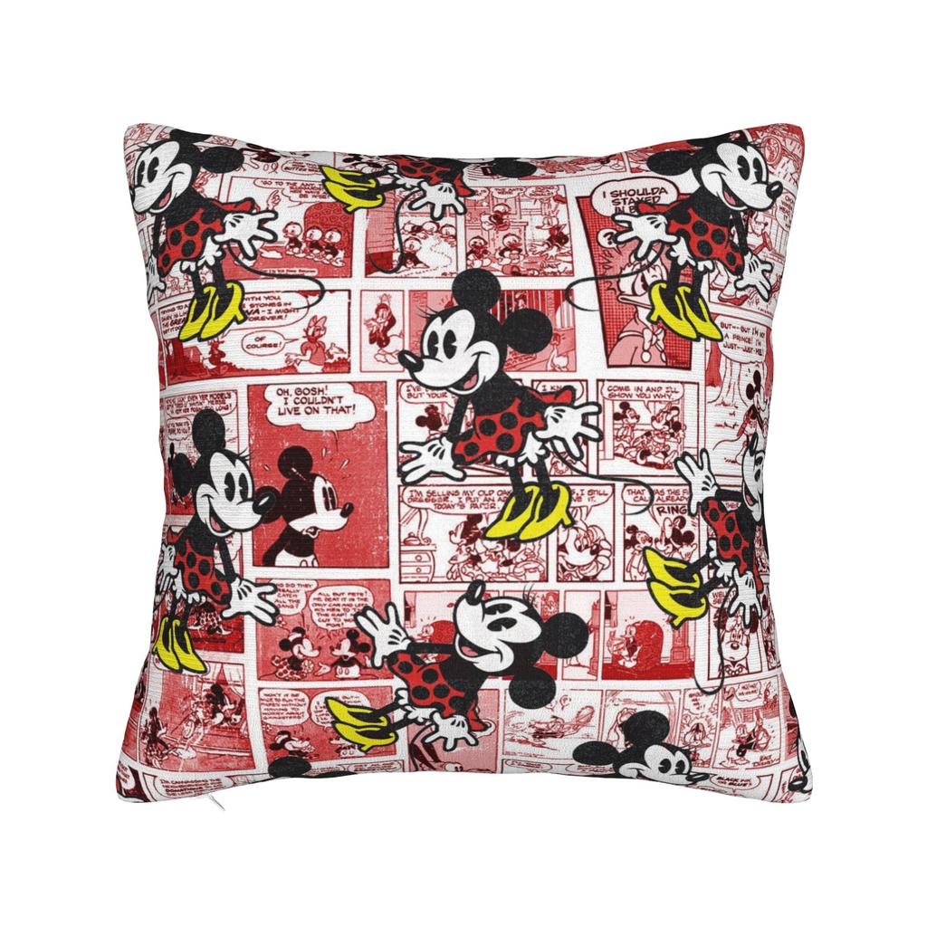Federa per Cuscino Quadrata Cartone Animato Mickey Minnie Cuscino Decorativo in Poliestere, Federa per Cuscino alla Moda