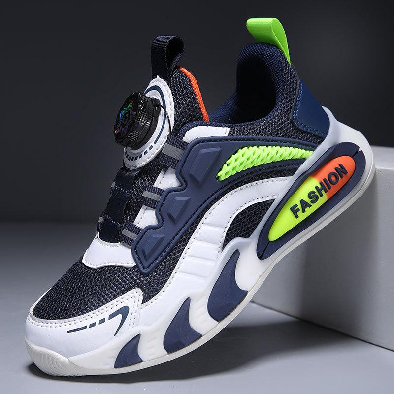 Children's sports shoes 2025 spring new Korean version fashion shoes medium and older children's casual shoes boys' rotating buckle shoes