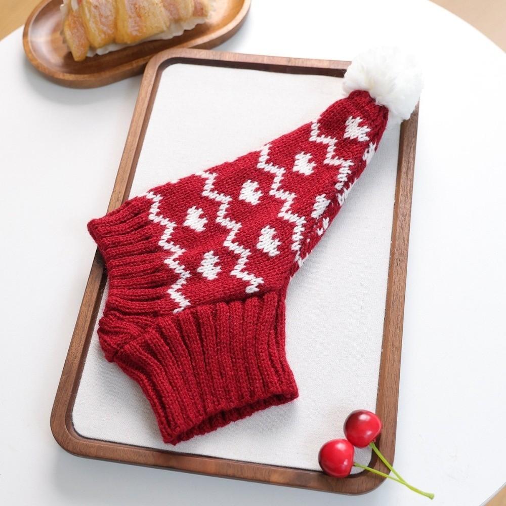Red Pet Headwear Soft Cat Decorative Hat Christmas Pet Hat Christmas Dog Knitted Hat  Christmas