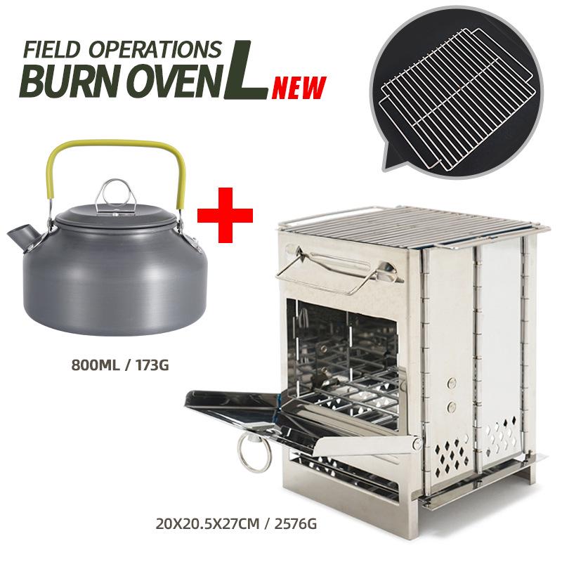 Stainless Steel Outdoor Folding Firewood and Charcoal Stove with Integrated Fire Starter for Camping, BBQ, and Heating