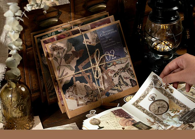 Yuxian Retro Collection: 4 Types of Journal Collage & Sealing Stickers