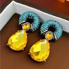 Retro Personalized Circle Water Drop Pendant with Zircon Imitation Zircon Multi Color Metal Women's Earrings