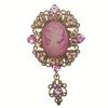 Vintage Queen Cameo Brooch Pin - French-Inspired Fashion with Sparkling Rhinestones, Elegant Alloy Design for Casual Attire