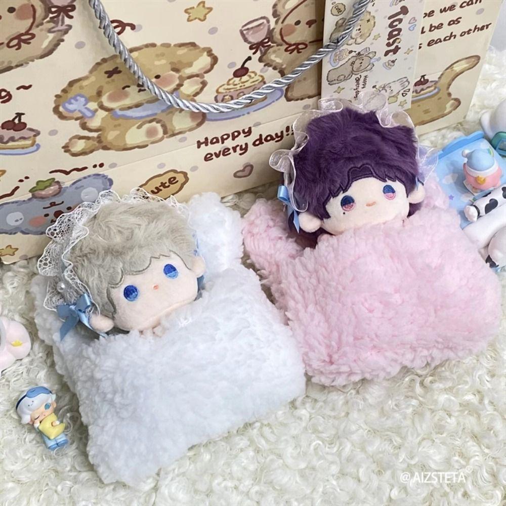Cloud Quilt Doll Sleeping Bag With Pillows Doll Miniature Bed Kids Children 10cm Doll Bed  Obitsu11
