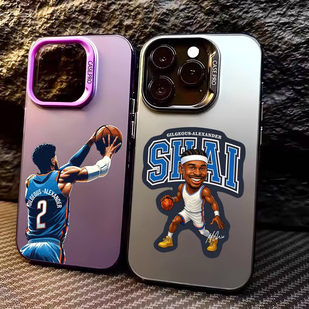 B-Basketball S-Shai G-Gilgeous A-Alexander Phone Case For iPhone 17,16,15,14,13,12,11 Plus,Pro Max,Colored Silver Phone Case