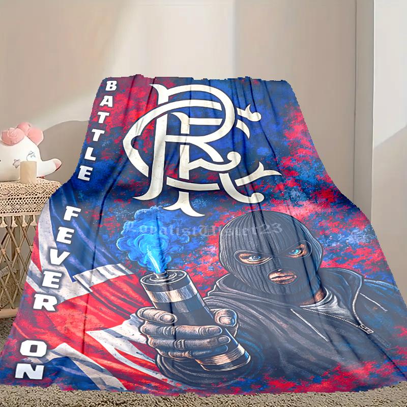 [1 Stk. Rangers FC Decke] Ganzjahresdecke - Gemütliche Decke für Sofa Couch Heimdekoration, Digital bedruckte Nickerchen-Decke